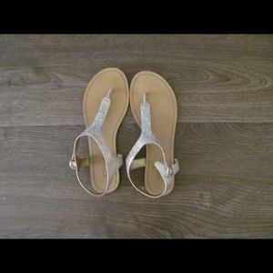 Silver jeweled sandals